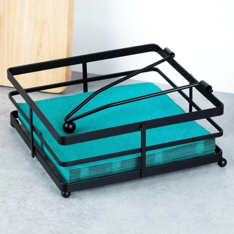 Serwetnik metalowy stojak na serwetki organizer pojemnik czarny MISTY 18x18cm NAVA 10-186-032