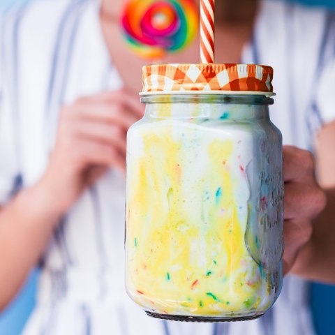 Słoik do picia napojów szklany z zakrętką i słomką 450ml ORION 125551