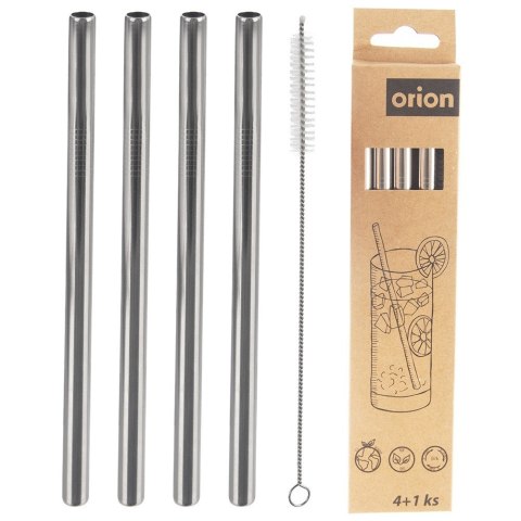Słomki metalowe do picia napojów drinków + czyścik 5-ele ORION 151450