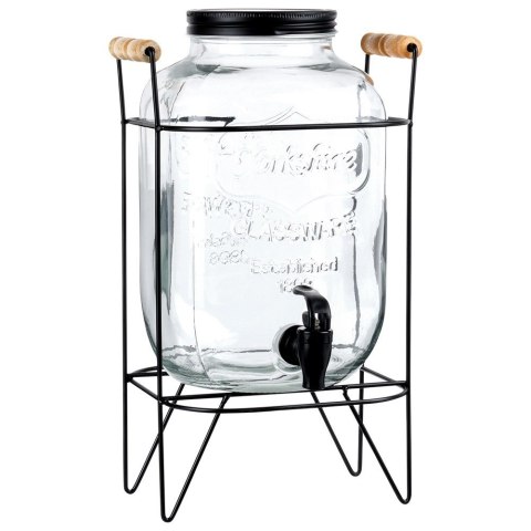 SŁÓJ SŁOIK DO NAPOJÓW Z KRANIKIEM I STOJAKIEM CZARNYM KRAN NA NAPOJE WODĘ LEMONIADĘ 5.5L VILDE 139601