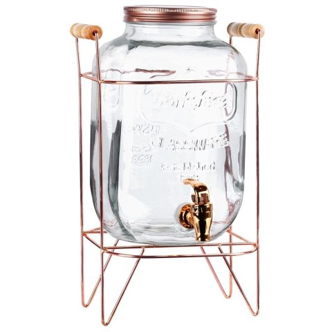 SŁÓJ SŁOIK DO NAPOJÓW Z KRANIKIEM I STOJAKIEM KRAN NA NAPOJE WODĘ LEMONIADĘ 5.5L RÓŻOWE ZŁOTO VILDE 139603