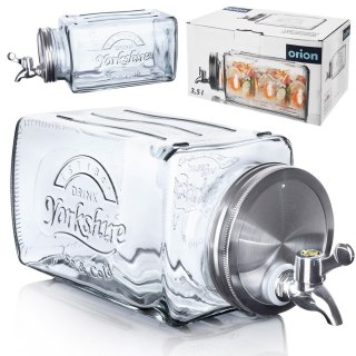 SŁÓJ SŁOIK DO NAPOJÓW Z KRANIKIEM SZKLANY DYSTRYBUTOR DO LODÓWKI LEŻĄCY 3.5L ORION 143792