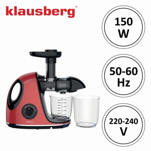 SOKOWIRÓWKA WOLNOOBROTOWA 150W DO OWOCÓW I WARZYW COLD PRESS KLAUSBERG KB-7865