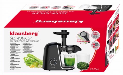 SOKOWIRÓWKA WOLNOOBROTOWA 150W DO OWOCÓW I WARZYW COLD PRESS KLAUSBERG KB-7866