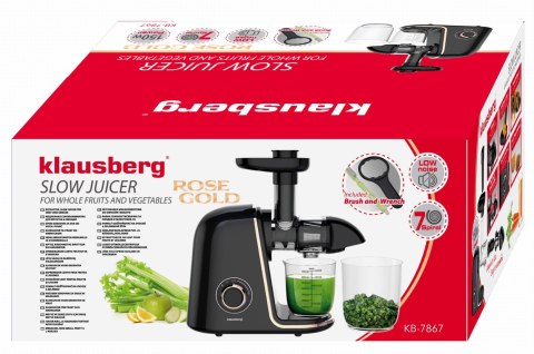 SOKOWIRÓWKA WOLNOOBROTOWA 150W DO OWOCÓW I WARZYW COLD PRESS KLAUSBERG KB-7867