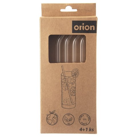 Słomki szklane do picia napojów drinków z czyścikiem 5-ele ORION 151449