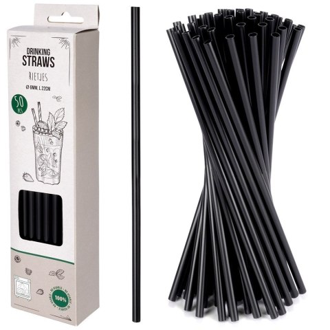 Słomki wielorazowe do picia napojów drinków proste czarne 50 SZTUK VILDE 259657