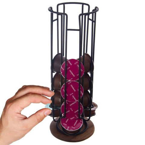 Stojak na kapsułki do kawy obrotowy metalowy czarny 18 kapsułek RADKA 33.5cm ORION 154315