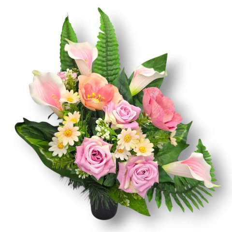 BUKIET FLAKON WKŁAD DO WAZONU KWIATY NA CMENTARZ GRÓB POMNIK