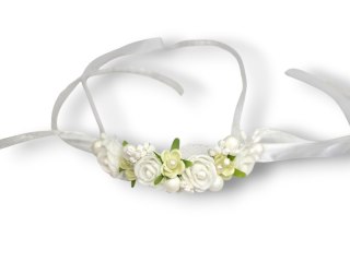 OZDOBA NA ŚWIECE DO CHRZTU PROFITKA DEKORACJA ŚWIECY Z KWIATUSZKÓW