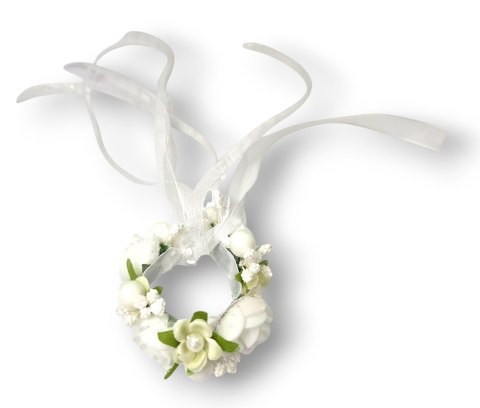 OZDOBA NA ŚWIECE DO CHRZTU PROFITKA DEKORACJA ŚWIECY Z KWIATUSZKÓW