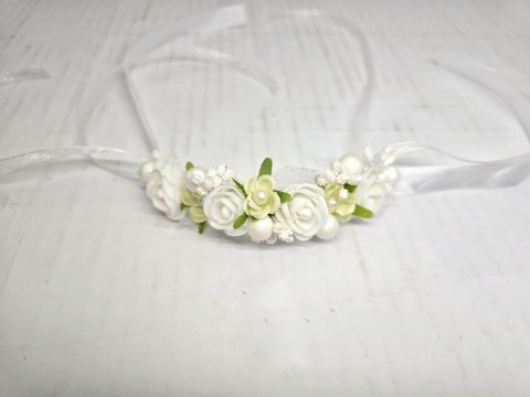 OZDOBA NA ŚWIECE DO CHRZTU PROFITKA DEKORACJA ŚWIECY Z KWIATUSZKÓW