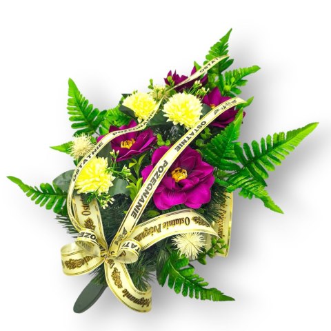 WIENIEC WIĄZANKA NA POGRZEB KWIATY Z DOWOLNYM NAPISEM NA SZARFIE