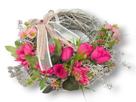 WIKLINOWY WIANEK KWIATOWY WIOSENNY LETNI STROIK DO DOMU NA DRZWI