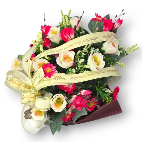 WYJĄTKOWA WIĄZANKA POGRZEBOWA WIENIEC SZTUCZNE KWIATY + WŁASNY NAPIS