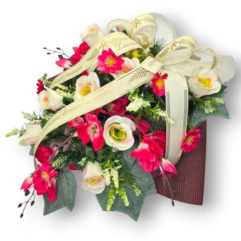 WYJĄTKOWA WIĄZANKA POGRZEBOWA WIENIEC SZTUCZNE KWIATY + WŁASNY NAPIS