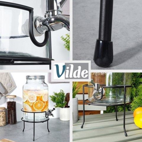 STOJAK POD SŁÓJ SŁOIK Z KRANIKIEM METALOWY CZARNY 20 CM VILDE 229071