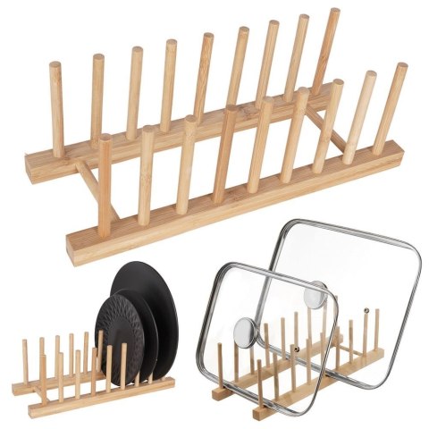 Stojak na pokrywki talerze organizer drewniany 35.5x13.5x11cm ORION 122971