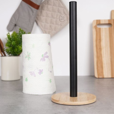Stojak na ręcznik papierowy kuchenny XXL metalowy czarny VILDE 229099