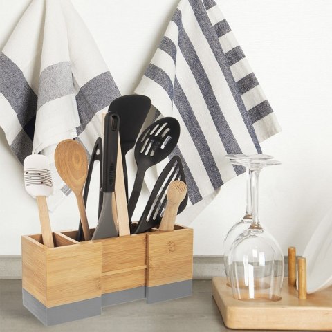 Stojak na sztućce przybory bambusowy rozkładany organizer rozsuwany ORION 122984