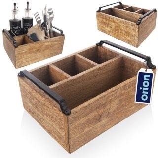 Stojak na sztućce sosy przyprawy drewniany uniwersalny skrzynka MANGO ORION 154304