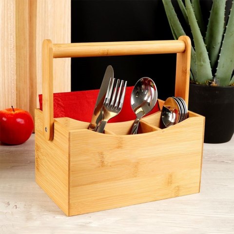 Stojak na sztućce sosy przyprawy organizer bambusowy grillowy VILDE 229068