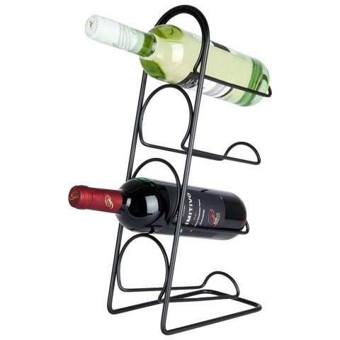 Stojak na wino butelki wina metalowy czarny na 4 butelki 21x43cm VILDE 229055