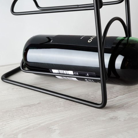 Stojak na wino butelki wina metalowy czarny na 4 butelki 21x43cm VILDE 229055