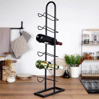 Stojak na wino butelki wina metalowy organizer czarny do 6 butelek VILDE 229079