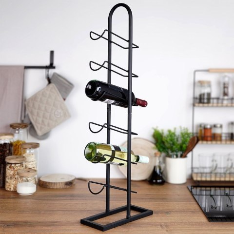 Stojak na wino butelki wina metalowy organizer czarny do 6 butelek VILDE 229079