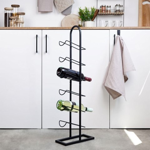 Stojak na wino butelki wina metalowy organizer czarny do 6 butelek VILDE 229079