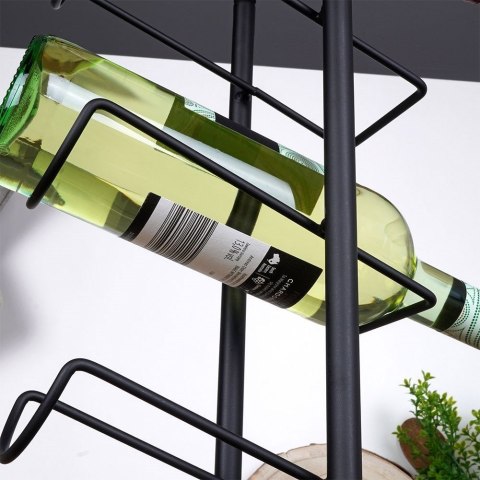 Stojak na wino butelki wina metalowy organizer czarny do 6 butelek VILDE 229079
