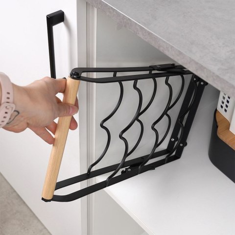 Stojak na wino do 6 butelek wina metalowy czarny do na butelki 21x38cm VILDE 229100