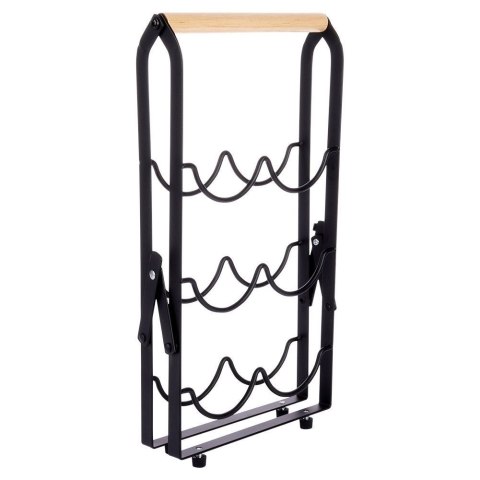 Stojak na wino do 6 butelek wina metalowy czarny do na butelki 21x38cm VILDE 229100