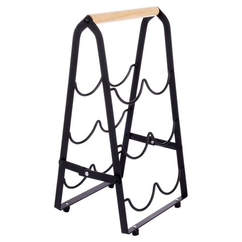 Stojak na wino do 6 butelek wina metalowy czarny do na butelki 21x38cm VILDE 229100