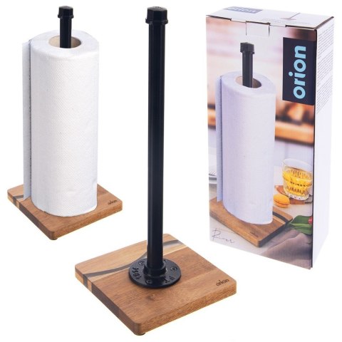 Stojak uchwyt na ręcznik papierowy METAL drewniany czarny RIVER 35cm ORION 154307