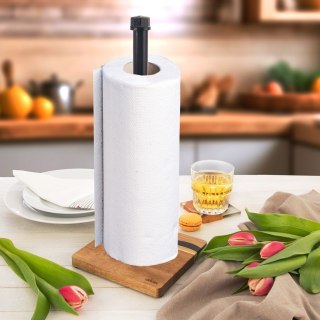 Stojak uchwyt na ręcznik papierowy METAL drewniany czarny RIVER 35cm ORION 154307