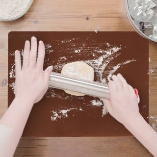 Stolnica do ciasta silikonowa mata kuchenna duża gruba brązowa 60x50cm XXL SILLINIE ORION 750369