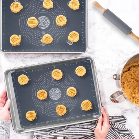 Stolnica do ciasta + wałek silikonowa duża gruba mata kuchenna 64X45cm 2-ele VILDE 279001