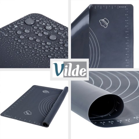 Stolnica do ciasta + wałek silikonowa duża gruba mata kuchenna 64X45cm 2-ele VILDE 279001