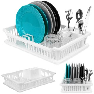 Suszarka do naczyń mała na naczynia stojąca plastikowa biała 40x29x8.5cm ORION 150694