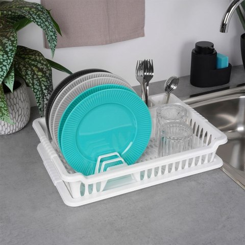 Suszarka do naczyń mała na naczynia stojąca plastikowa biała 40x29x8.5cm ORION 150694