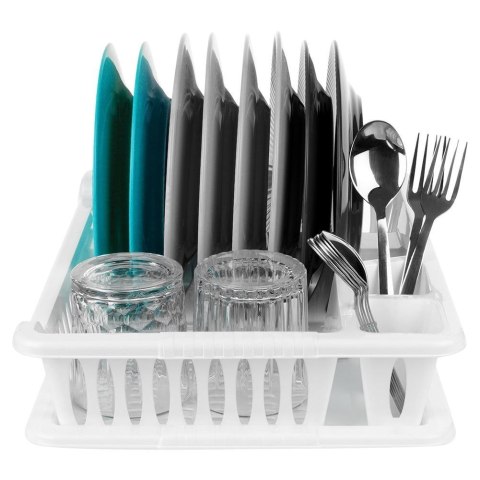 Suszarka do naczyń mała na naczynia stojąca plastikowa biała 40x29x8.5cm ORION 150694