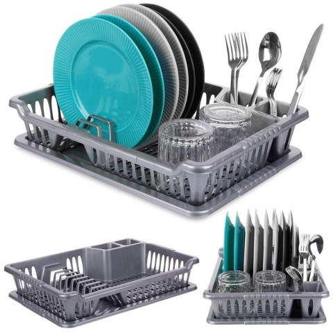 Suszarka do naczyń mała na naczynia stojąca plastikowa szara 40x29x8.5cm ORION 150695