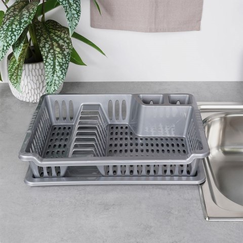 Suszarka do naczyń mała na naczynia stojąca plastikowa szara 40x29x8.5cm ORION 150695
