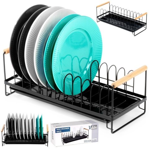 Suszarka do naczyń na naczynia metalowa stojąca czarna 39x16x14.5cm VILDE 229154