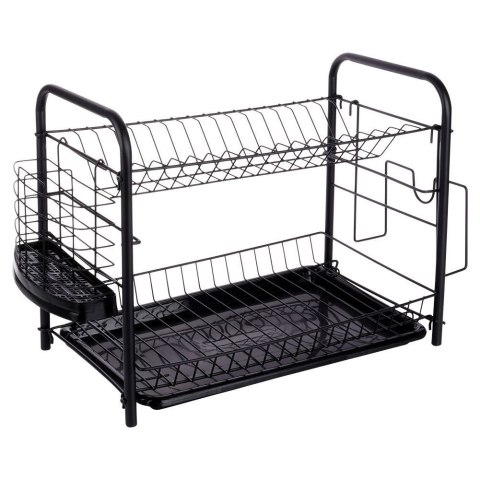 Suszarka do naczyń na naczynia stojąca czarna 2-poziomy 51.5x24.5x33cm VILDE 229098
