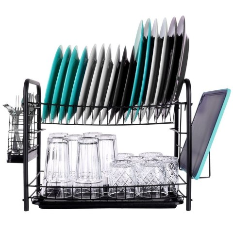 Suszarka do naczyń na naczynia stojąca czarna 2-poziomy 51.5x24.5x33cm VILDE 229098