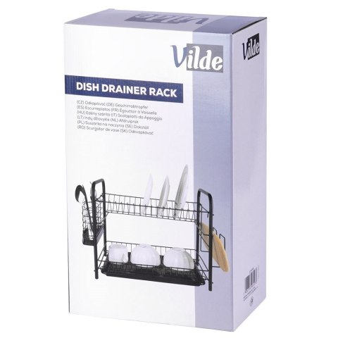Suszarka do naczyń na naczynia stojąca czarna 2-poziomy 51.5x24.5x33cm VILDE 229098