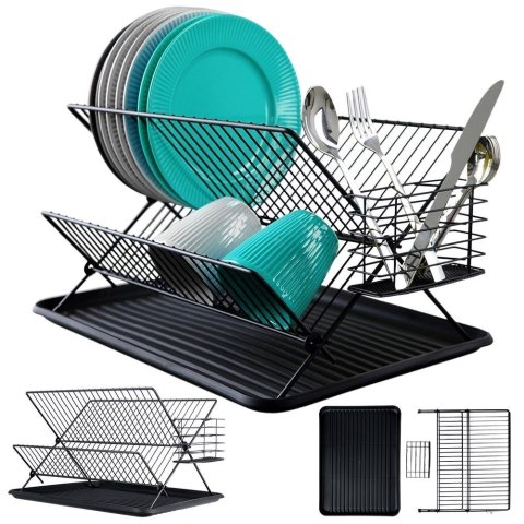 Suszarka do naczyń na naczynia stojąca czarna 45x32x25.5cm VILDE 150622